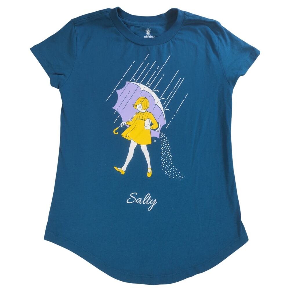 ORTON Women’s XS Graphic “Salty” Umbrella Cartoon Tee 60% Cotton 40% Polyester